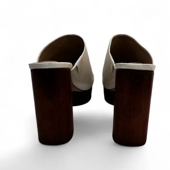 Antonio Melani Sarayyaa Sandals Creme Leather Open Toe Platform Block He…