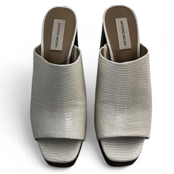 Antonio Melani Sarayyaa Sandals Creme Leather Open Toe Platform Block He…