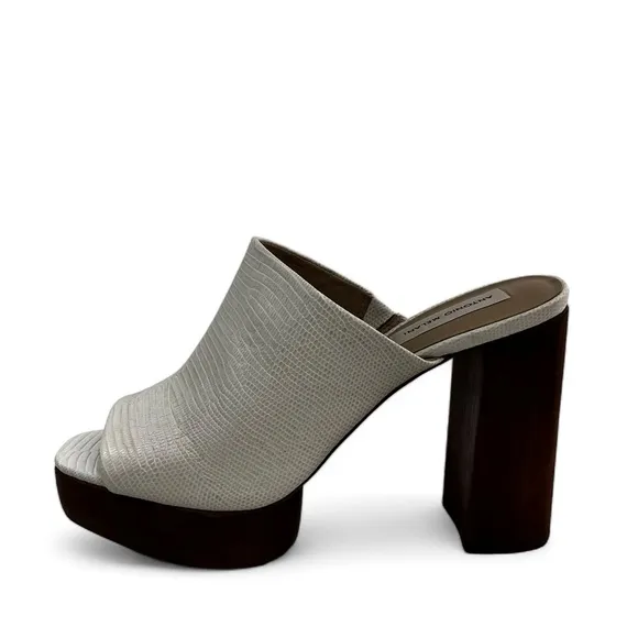 Antonio Melani Sarayyaa Sandals Creme Leather Open Toe Platform Block He…