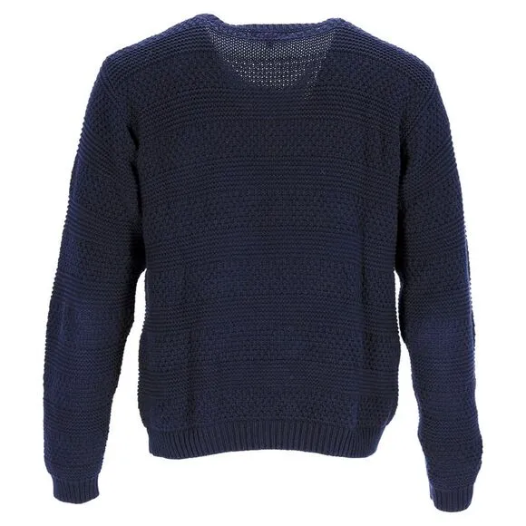 A.P.C. Knitted Crewneck Sweater in Navy Blue Cotton