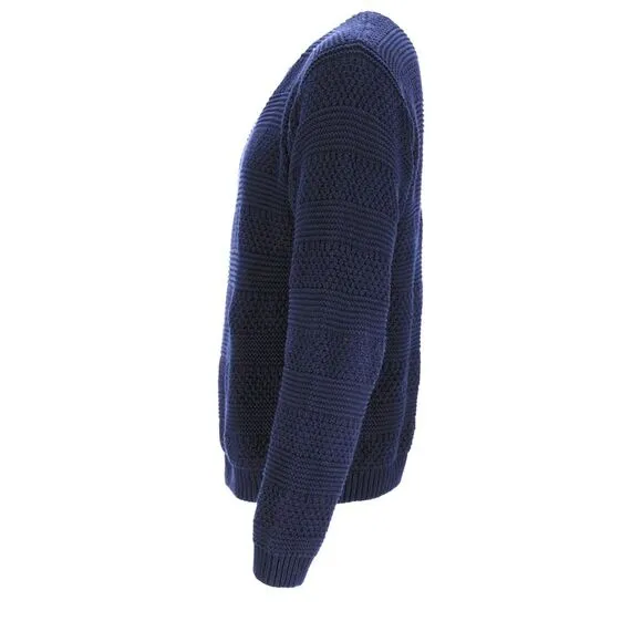 A.P.C. Knitted Crewneck Sweater in Navy Blue Cotton