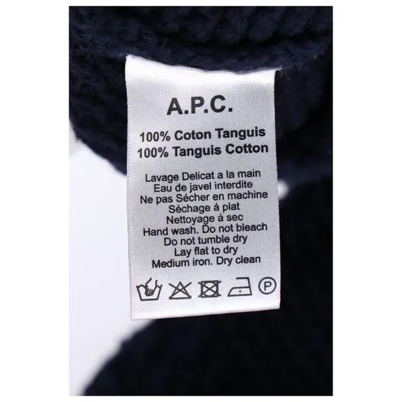A.P.C. Knitted Crewneck Sweater in Navy Blue Cotton