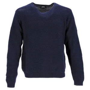 A.P.C. Knitted Crewneck Sweater in Navy Blue Cotton