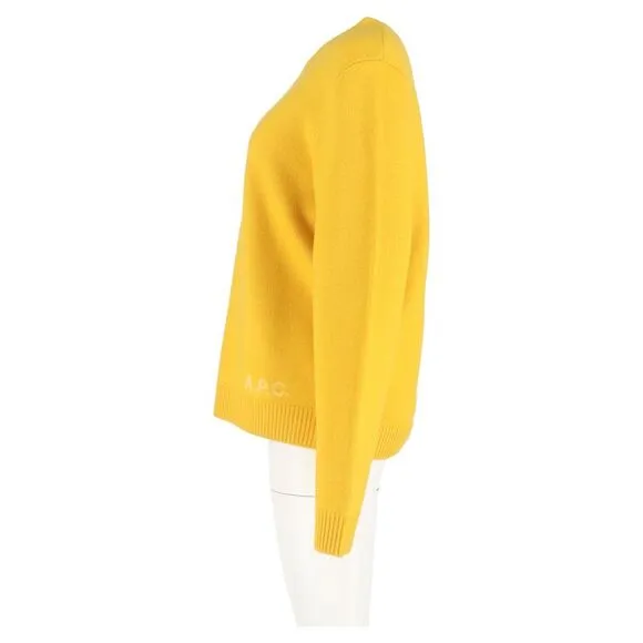 A.P.C. Logo Knitted Sweater in Yellow Wool