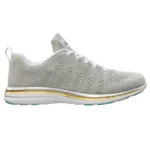 APL Grey And Silver Knitted Lace Up Sneakers with Gold Detail Size 8