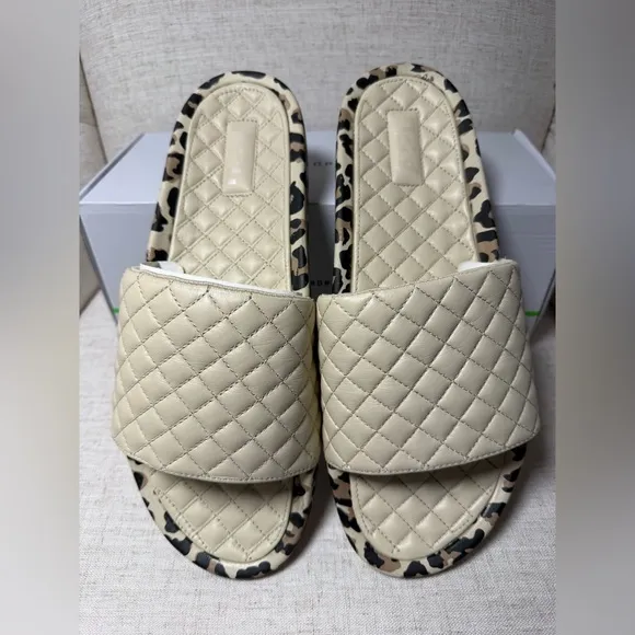 APL Men’s Lusso Slide in Parchment Leather Leopard size 13 Sandals