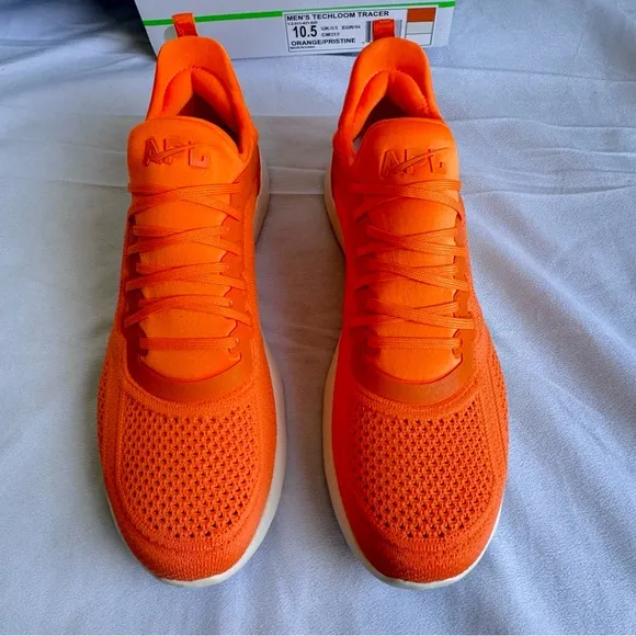 APL Men's Techloom Tracer 10.5 Orange Pristine NEW Sneakers Openwork Logo Bright