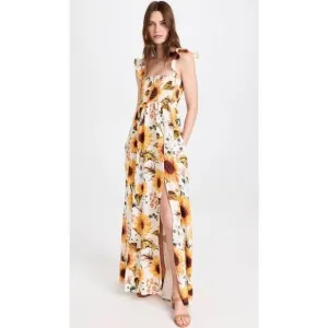 Aqua Bendita Leandra sunflower maxi sundress women’s small