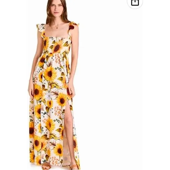 Aqua Bendita Leandra sunflower maxi sundress women’s small