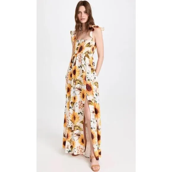 Aqua Bendita Leandra sunflower maxi sundress women’s small