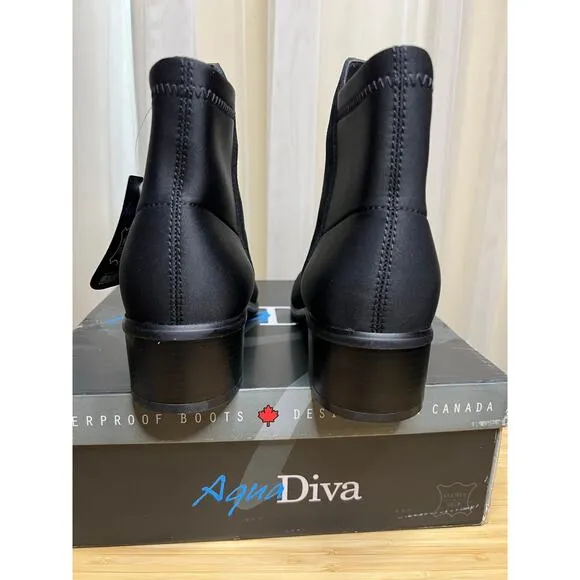 Aqua Diva Sz US 10 /EU41 Black Suede Neoprene Side Zip Waterproof Heeled Bootie