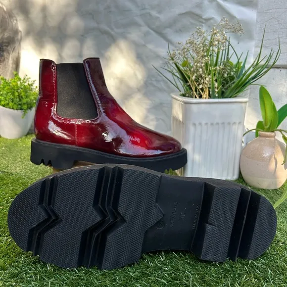 AQUATALIA HAYLIE PATENT LEATHER CHELSEACHUNKY BOOTS PLATFORM RED 10