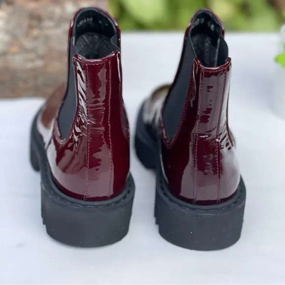 AQUATALIA HAYLIE PATENT LEATHER CHELSEACHUNKY BOOTS PLATFORM RED 10
