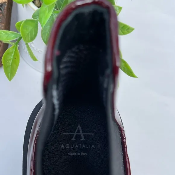 AQUATALIA HAYLIE PATENT LEATHER CHELSEACHUNKY BOOTS PLATFORM RED 10