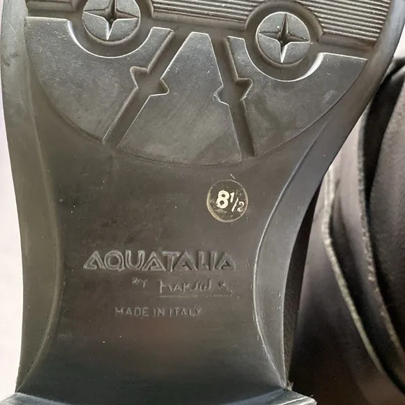 AQUATALIA Marvin K Women’s Black Soft Thick Leather Biker Boots w/ side zipper