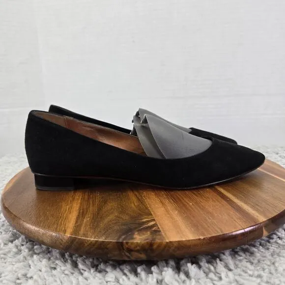 Aquatalia Penina Black Suede Pointy Toe Casual Lifestyle Slip On Flats Womens 8