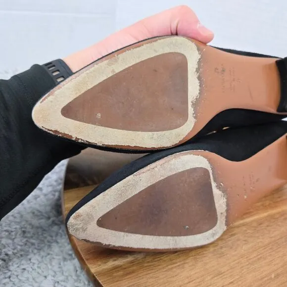 Aquatalia Penina Black Suede Pointy Toe Casual Lifestyle Slip On Flats Womens 8
