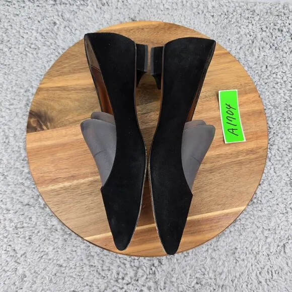 Aquatalia Penina Black Suede Pointy Toe Casual Lifestyle Slip On Flats Womens 8
