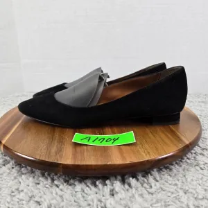 Aquatalia Penina Black Suede Pointy Toe Casual Lifestyle Slip On Flats Womens 8