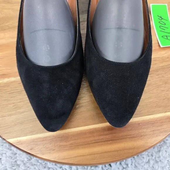 Aquatalia Penina Black Suede Pointy Toe Casual Lifestyle Slip On Flats Womens 8