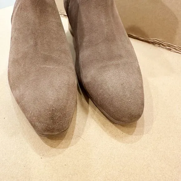 Aquatalia Women Suede Boots Side Zip Block Heels Brown Size 10