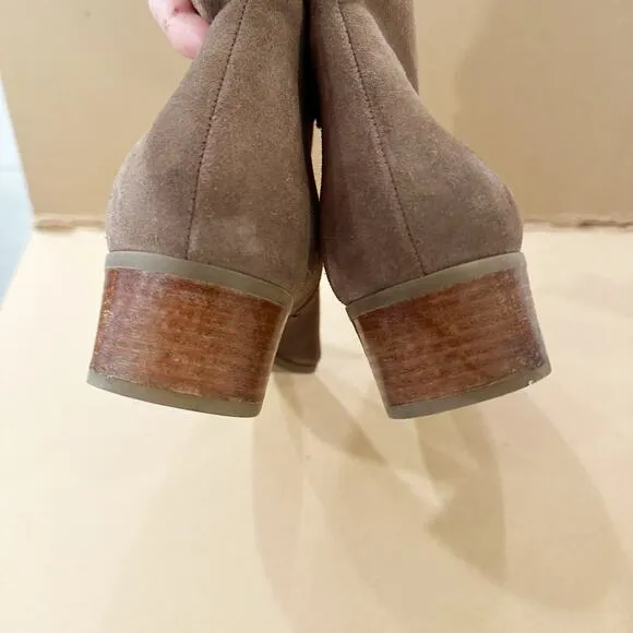 Aquatalia Women Suede Boots Side Zip Block Heels Brown Size 10