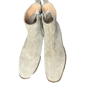 Aquatalia Womens Side Zip Block Heel Carisa Ankle Boots Light Taupe Suede Size 6