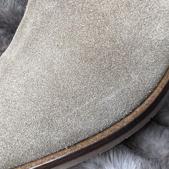 Aquatalia Womens Side Zip Block Heel Carisa Ankle Boots Light Taupe Suede Size 6