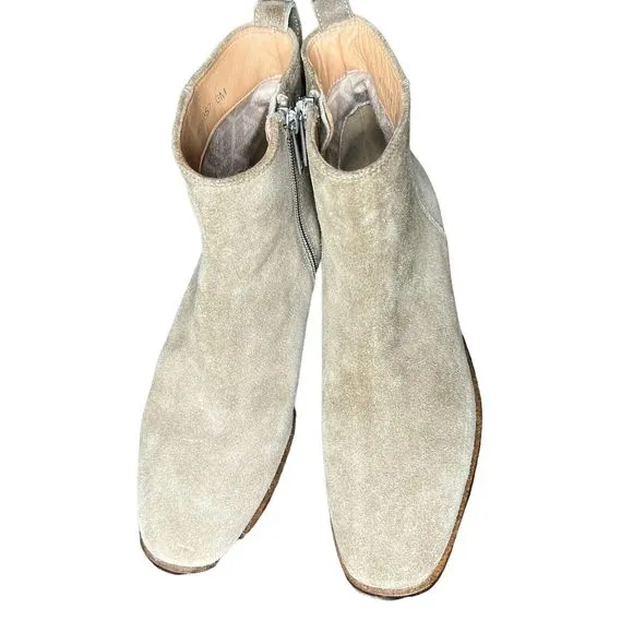 Aquatalia Womens Side Zip Block Heel Carisa Ankle Boots Light Taupe Suede Size 6