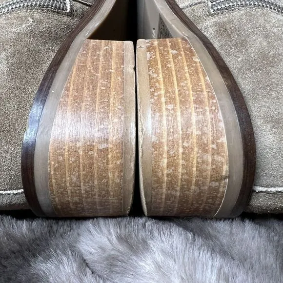Aquatalia Womens Side Zip Block Heel Carisa Ankle Boots Light Taupe Suede Size 6