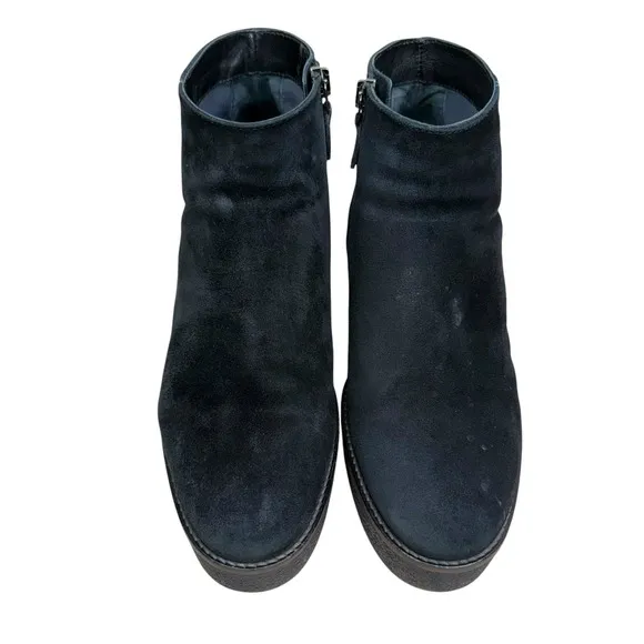 Aquatalia Womens Vina Platform Wedge Bootie Suede Black Side Zip Comfort Size 8