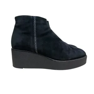 Aquatalia Womens Vina Platform Wedge Bootie Suede Black Side Zip Comfort Size 8