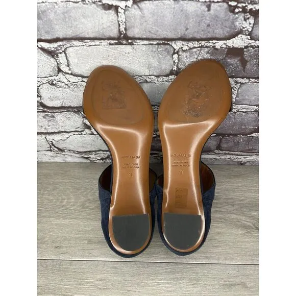 Aquatalia Blue Suede Leather Ankle Strap Heel Open Sandals Women Sz 11M US/42EU