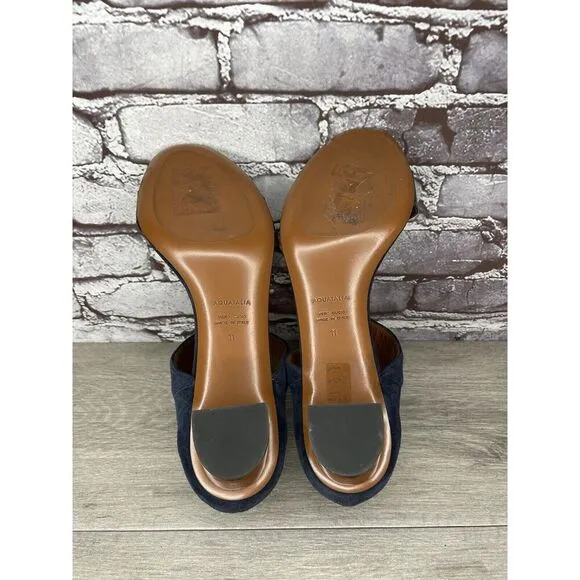 Aquatalia Blue Suede Leather Ankle Strap Heel Open Sandals Women Sz 11M US/42EU
