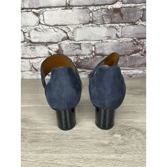 Aquatalia Blue Suede Leather Ankle Strap Heel Open Sandals Women Sz 11M US/42EU