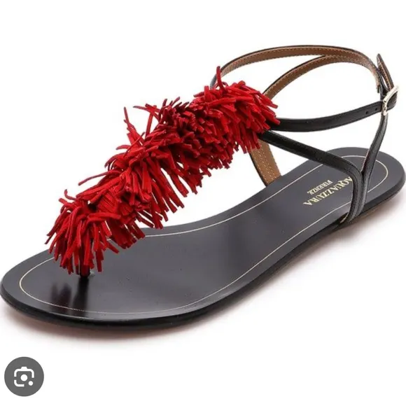 ✨AQUAZZURA✨FIRENZE Fringe Thong Flat Sandals