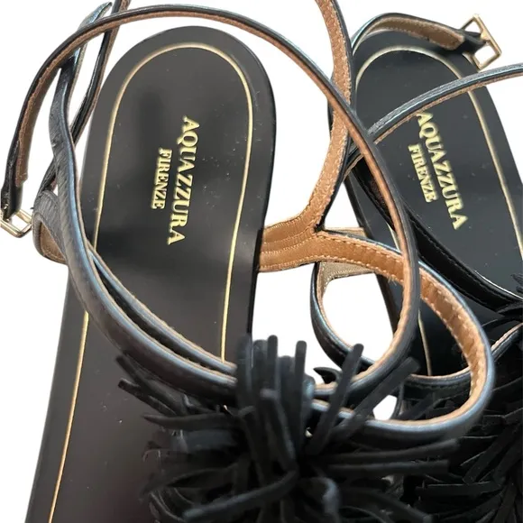 ✨AQUAZZURA✨FIRENZE Fringe Thong Flat Sandals
