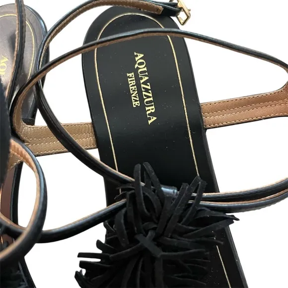 ✨AQUAZZURA✨FIRENZE Fringe Thong Flat Sandals