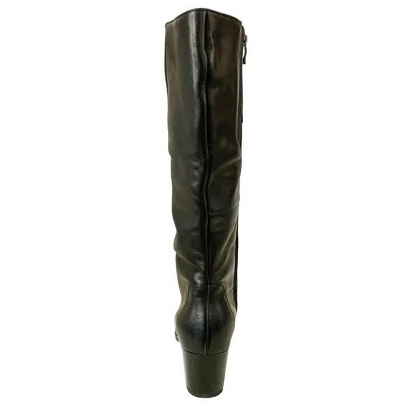 Ara Ohara High Soft Knee-High Comfort Calf Leather Boots Black 9.5 Zip Side