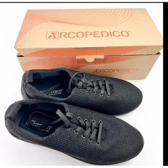 Arcopedico Womens Net 3 Knit Sneakers Shoes Comfort Size 42/10.5 Black Lace Up