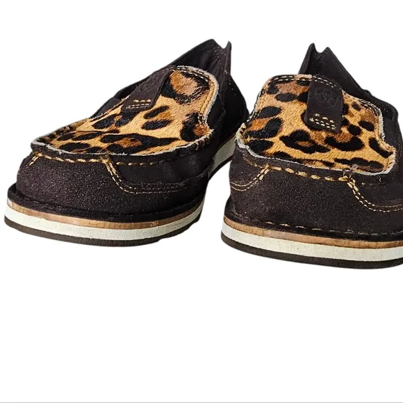 Ariat Hair On Chocolate Leopard Cruiser Suede Slip-on Western Flats Wmn's Sz 8.5