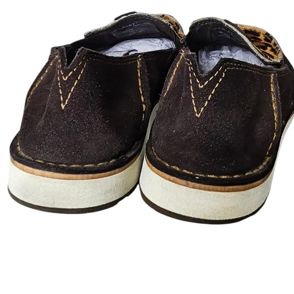 Ariat Hair On Chocolate Leopard Cruiser Suede Slip-on Western Flats Wmn's Sz 8.5