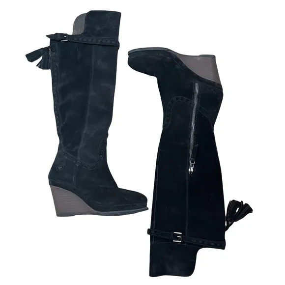Ariat Knoxville black suede leather wedge over the knee Western boot size 6.5