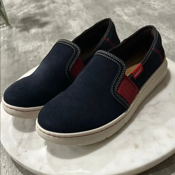 Ariat Ryder Womens 10B Leather Slip On Casual Comfort Sneakers Shoes Blue Flat