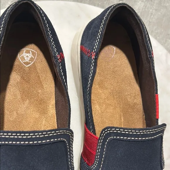 Ariat Ryder Womens 10B Leather Slip On Casual Comfort Sneakers Shoes Blue Flat