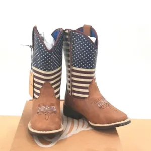 Ariat Twister Kids Western Boots various sizes American Flag Zip side Jacob