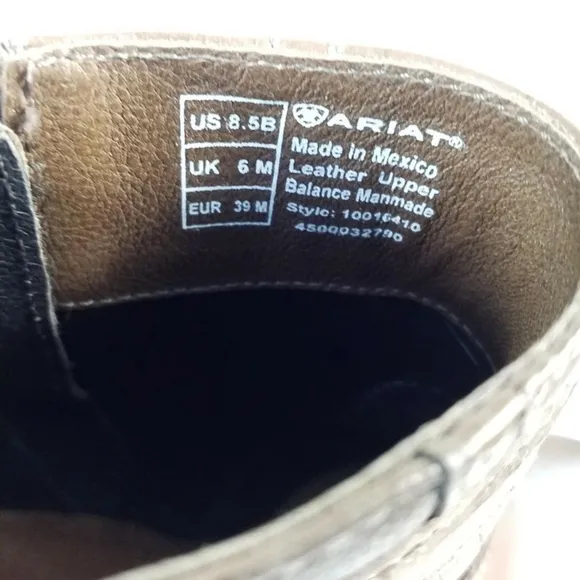 Ariat Two24 Ready To Go Mushroom Taupe Leather Ankle Boots Womens Size 8.5 B