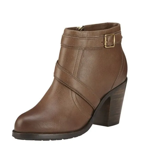 Ariat Two24 Ready To Go Mushroom Taupe Leather Ankle Boots Womens Size 8.5 B