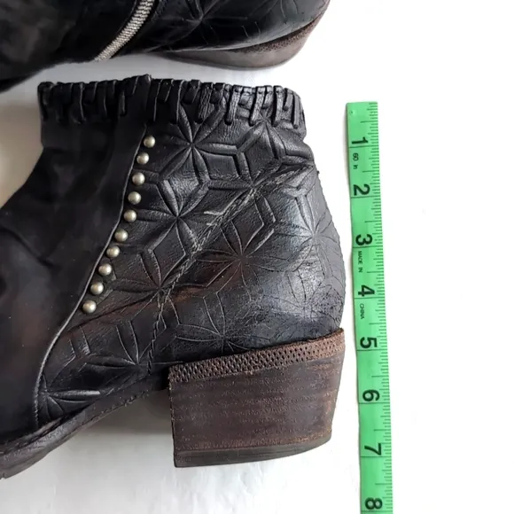 A.S 98 Black Leather Side Zip Short Boots Women's Size 41