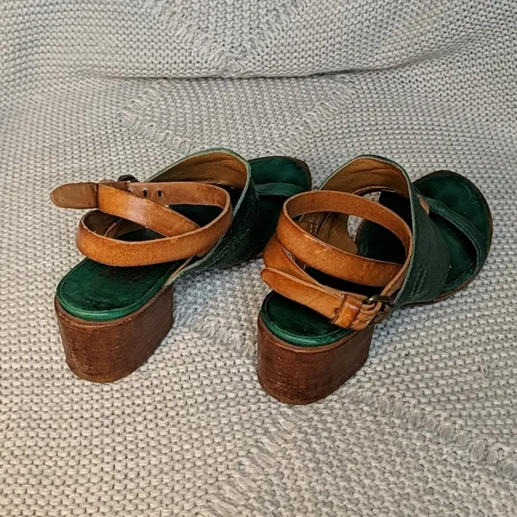A.S. 98 genuine green leather sandals
